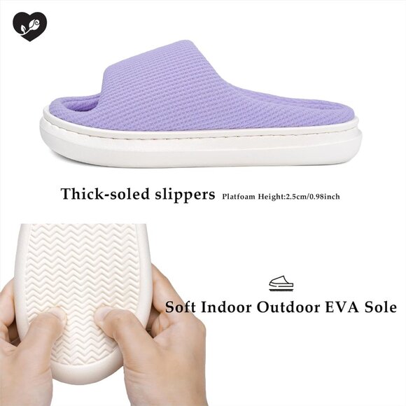 Women's Memory Foam Slippers Open Toe Indoor Outdoor - Picture 4 of 6